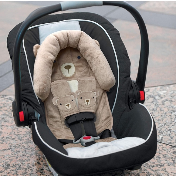 Travel Bug Bear 3-Piece Head Support & Strap Covers Car Seat, Stroller Bouncer - Picture 3 of 10